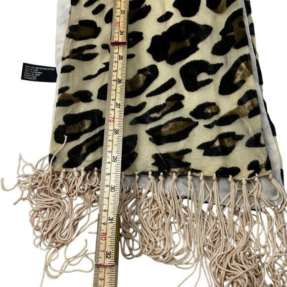 Jones New York Leopard Print Scarf With Fringe 60"x7" Rayon Blend For Women - Picture 8 of 9
